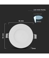 Panneau LED 3W - avec driver EMC, 6400K, rond