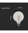 Ampoule LED filament E27 12W G125 - 1521lm, verre clair, 4000K
