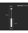 Spot suspension GU10, blanc - Ø6x30cm, aluminium, sans source lumineuse, IP20 intérieur