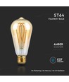 Ampoule LED E27 5W ST64 long filament - Verre ambré, 1800K, 300lm, angle 300°