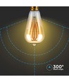 Ampoule LED E27 5W ST64 long filament - Verre ambré, 1800K, 300lm, angle 300°