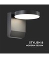 Applique murale LED ronde 17W - 2480lm, IP65, noir, 4000K, éclairage de façade extérieur
