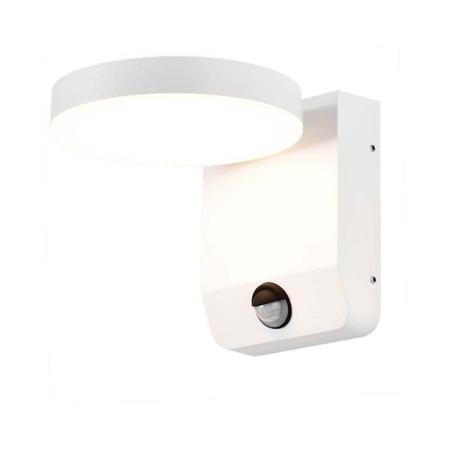 Applique murale LED 17W avec détecteur, ronde - IP65, blanc, détecteur de mouvement PIR, 2480lm, extérieur/intérieur
