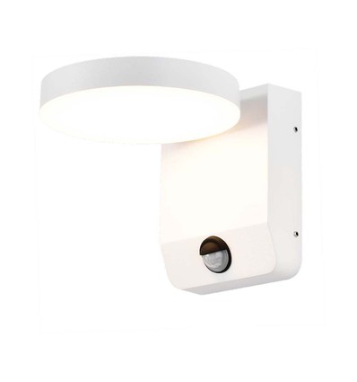 Applique murale LED 17W avec détecteur, ronde - IP65, blanc, détecteur de mouvement PIR, 2480lm, extérieur/intérieur