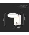 Applique murale LED ronde 17W avec détecteur - IP65, 2480lm, blanc, détecteur de mouvement PIR, 4000K