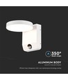 Applique murale LED ronde 17W avec détecteur - IP65, 2480lm, blanc, détecteur de mouvement PIR, 4000K