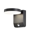 Applique murale ronde 17W avec détecteur - IP65, noir, 2480lm, 3000K, détecteur PIR, extérieur, incl. source lumineuse