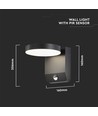 Applique murale LED 17W avec détecteur, ronde - IP65, 4000K, noir, détecteur PIR, extérieur, 2480lm