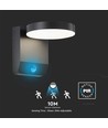 Applique murale LED 17W avec détecteur, ronde - IP65, 4000K, noir, détecteur PIR, extérieur, 2480lm