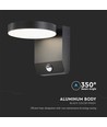 Applique murale LED 17W avec détecteur, ronde - IP65, 4000K, noir, détecteur PIR, extérieur, 2480lm