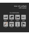 Applique murale LED solaire 8W avec détecteur - 950lm, 3000K, IP65, batterie 4000mAh