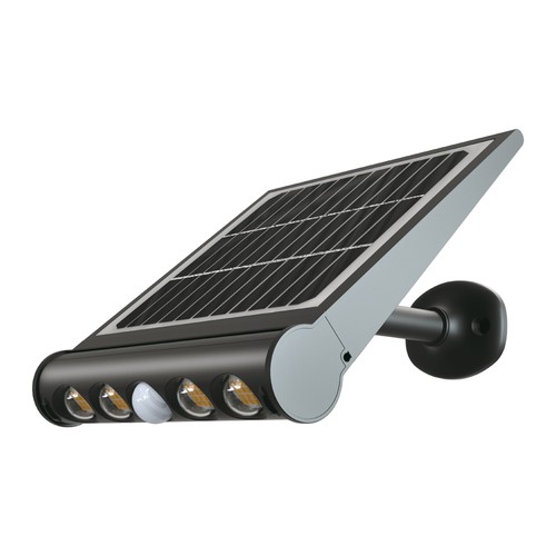 Applique murale LED Solara 8W avec détecteur et solaire - IP65, 950lm, 120°, détecteur de mouvement, batterie 3.7V