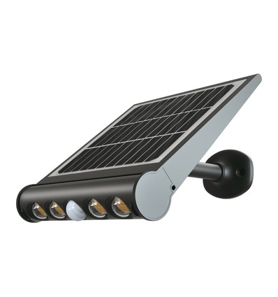 Applique murale LED Solara 8W avec détecteur et solaire - IP65, 950lm, 120°, détecteur de mouvement, batterie 3.7V