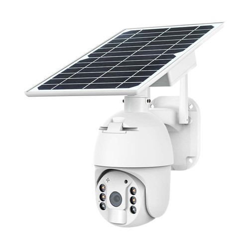Caméra PTZ Solaire 4G HD Smart avec capteur PIR - Full HD, 360° pan-tilt, blanc, avec panneau solaire
