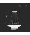 Lustre LED 113W, dimmable - 6300lm, 3000K, Ø60cm, blanc chaud, Triac dimmable