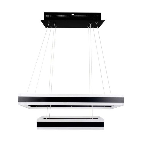 Lustre LED 113W, dimmable - 6300lm, 3000K, noir, Ø60/40cm, 360 degrés, Triac dimmable