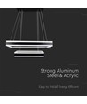 Lustre LED 113W, dimmable - 6300lm, 3000K, noir, Ø60/40cm, 360 degrés, Triac dimmable