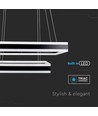 Lustre LED 113W, dimmable - 6300lm, 3000K, noir, Ø60/40cm, 360 degrés, Triac dimmable
