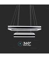 Lustre LED 113W, dimmable - 6300lm, 3000K, noir, Ø60/40cm, 360 degrés, Triac dimmable