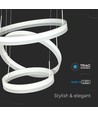 Suspension lustre LED 80W - dimmable 3 étapes, 3000K, blanc, diffusion de lumière à 360 degrés