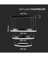Suspension LED 86W Soft Light Chandelier - Noir, 3000K, dimmable, lumière 360 degrés, 3 ans de garantie