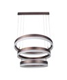Suspension lustre LED 92W, dimmable 3 étapes - 4550lm, 3000K, aluminium marron café, diffusion 360 degrés