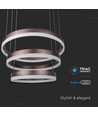 Suspension lustre LED 92W, dimmable 3 étapes - 4550lm, 3000K, aluminium marron café, diffusion 360 degrés