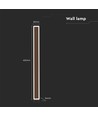 Applique murale allongée couleur corten, LED 17W - 4000K, IP65, utilisée à l'intérieur et à l'extérieur.