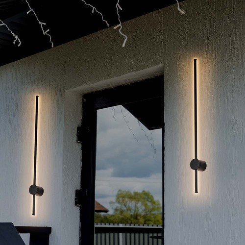 Applique murale LED 12W, RA90 - IP65, noir, 1590lm, 3000K, 65cm de haut