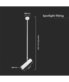 Suspension GU10 en aluminium blanc - Cylindrique, longueur réglable jusqu'à 1,2m, sans source lumineuse