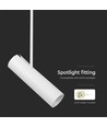 Suspension GU10 en aluminium blanc - Cylindrique, longueur réglable jusqu'à 1,2m, sans source lumineuse