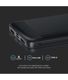 Powerbank 10000mAh, 22.5W - Noir, 2x USB-C, Li-Pol, Fast Charger