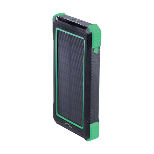 Powerbank Solaire Sans Fil 10000mAh, 10W - Noir, aluminium, charge solaire