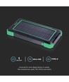 Powerbank Solaire Sans Fil 10000mAh, 10W - Noir, aluminium, charge solaire