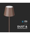 Lampadaire LED 4W, rechargeable - IP54, Couleur corten, touch dimmable, hauteur réglable 50-130cm, charge USB