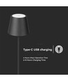 Lampadaire LED 4W, rechargeable - Touch dimmable, USB, IP54, noir, réglable en hauteur 50-130cm, source lumineuse incluse