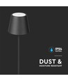 Lampadaire LED 4W, rechargeable - Touch dimmable, USB, IP54, noir, réglable en hauteur 50-130cm, source lumineuse incluse