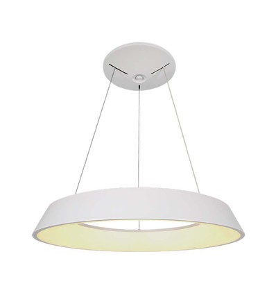 Suspension LED design 48W, dimmable - Ø48,5cm, 360 degrés, blanc, rond, avec source lumineuse