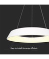 Suspension LED design 48W, dimmable - Ø48,5cm, 360 degrés, blanc, rond, avec source lumineuse