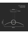 Suspension LED design 36W - Noir, 3200lm, 4000K, angle de diffusion 360 degrés