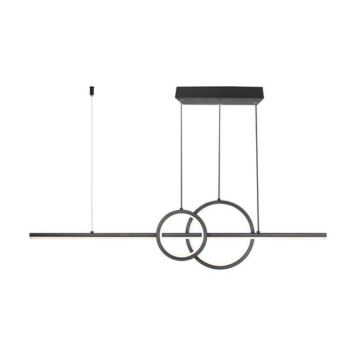 Suspension LED 17W, design noir - 1500lm, 4000K, Ø91,5cm, IP20, LED intégrée