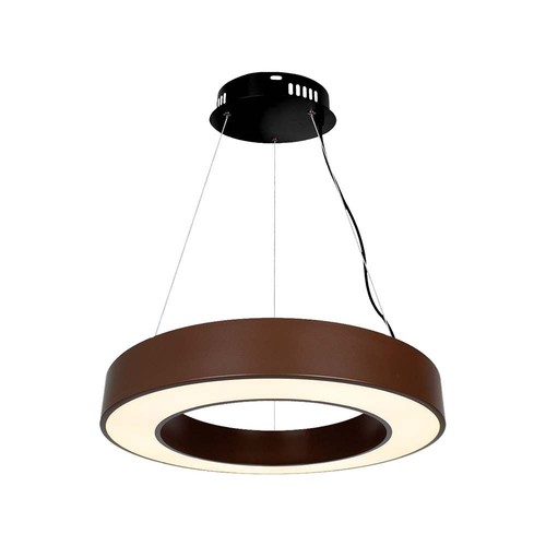 Suspension LED ronde 60cm 50W - 125lm/W, couleur corten, dimmable Triac, 4000K, IP20