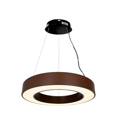Suspension LED ronde 60cm 50W - 125lm/W, couleur corten, dimmable Triac, 4000K, IP20
