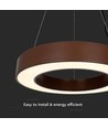 Suspension LED ronde 60cm 50W - 125lm/W, couleur corten, dimmable Triac, 4000K, IP20