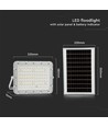 Projecteur Solaire LED VT 120W - 6400K, Batterie 12000 mAh, Câble 3m, Télécommande IR Intelligente, Charge Rapide, Blanc