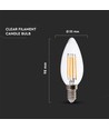 Ampoule flamme LED E14 5,5W filament - Dimmable, verre clair, 110lm/W