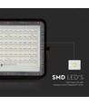 Projecteur LED solaire 120W avec panneau - 1200lm, IP65, incl. télécommande, noir, extérieur