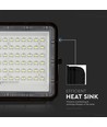 Projecteur LED solaire 120W avec panneau - 1200lm, IP65, incl. télécommande, noir, extérieur
