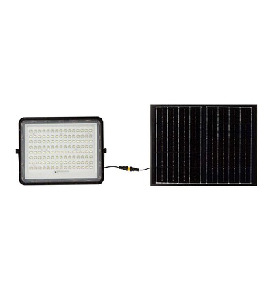Projecteur solaire 20W avec détecteur et télécommande - 1800lm, IP65, 6400K, boîtier noir