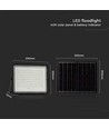 Projecteur solaire 20W avec détecteur et télécommande - 1800lm, IP65, 6400K, boîtier noir